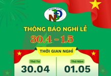 Thông báo nghỉ lễ 30/4 và 01/05 năm 2025
