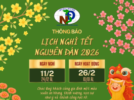 Thông báo lịch nghĩ Tết Nguyên Đán 2026