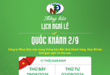 Thông báo lịch nghỉ lễ Quốc khánh 2/9 năm 2026